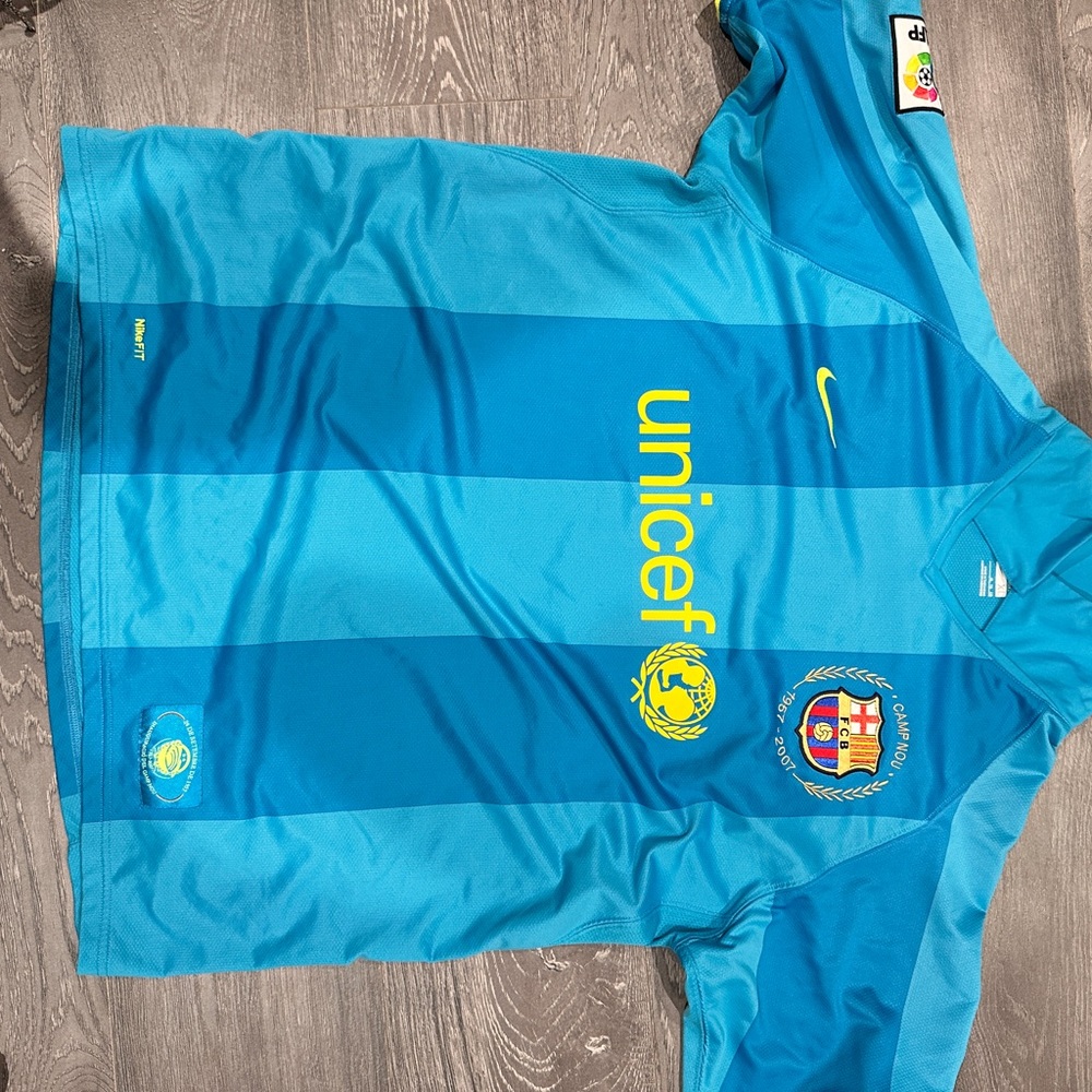 Nike Teal and Yellow Soccer Jersey Barcelona fc